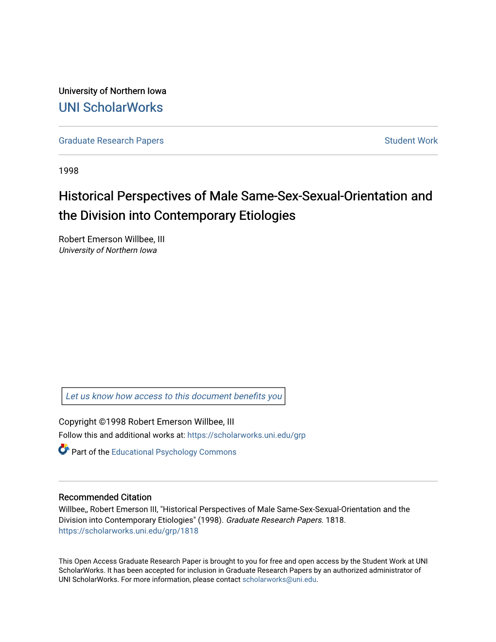 Historical Perspectives of Male Same-Sex-Sexual-Orientation and the Division Into Contemporary Etiologies