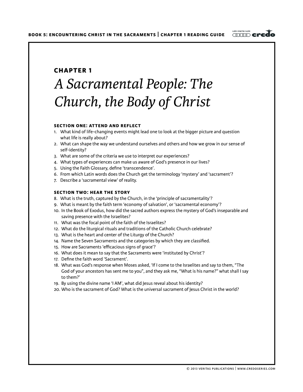 A Sacramental People: the Church, the Body of Christ