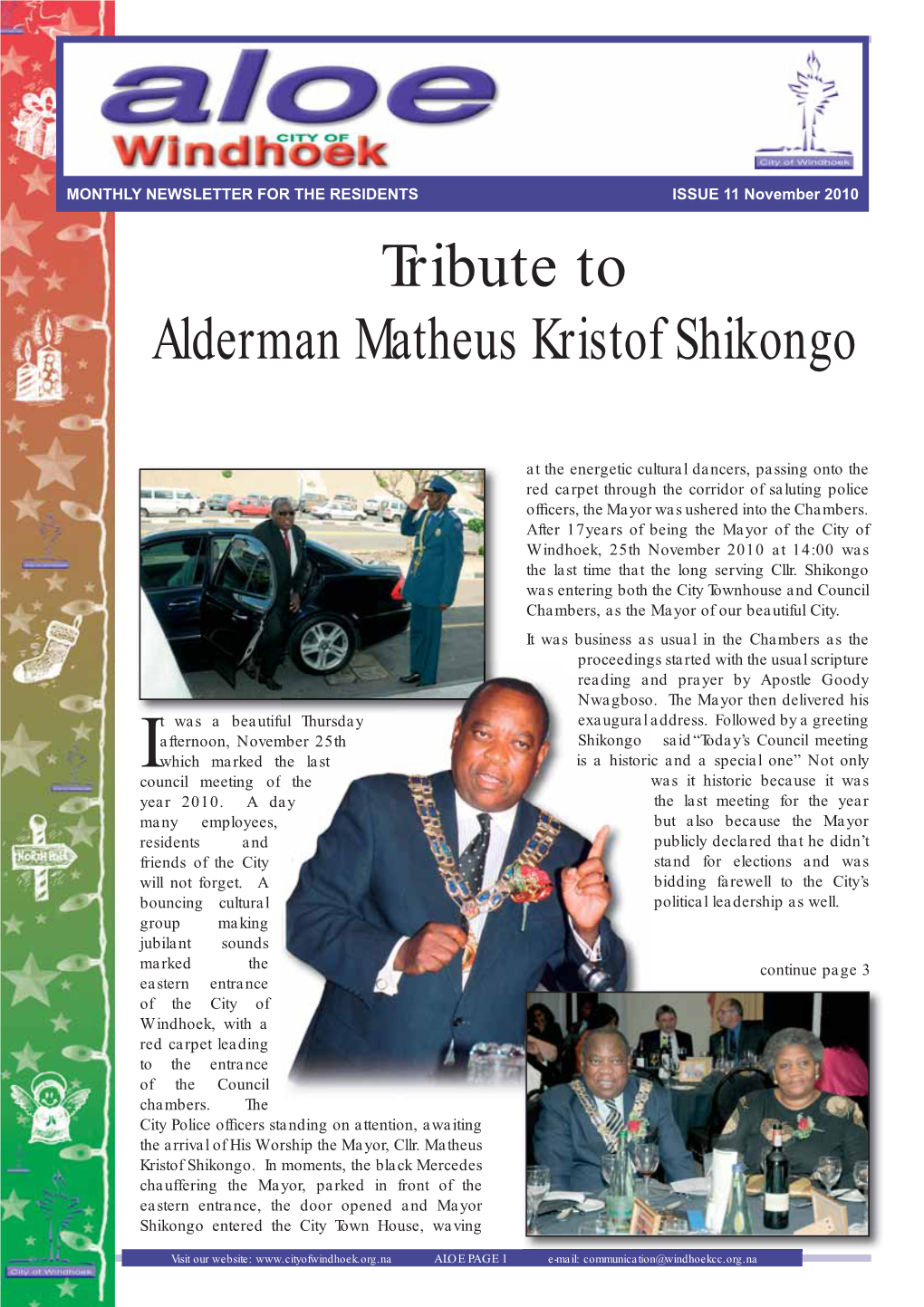 Tribute to Alderman Matheus Kristof Shikongo