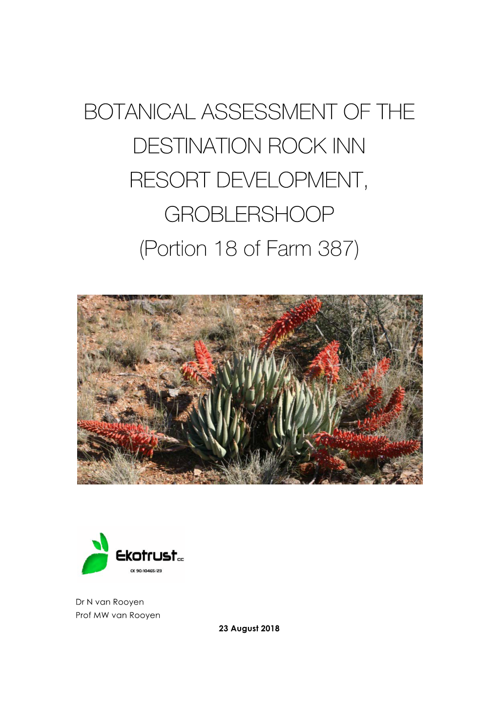 Report Botanical Groblershoop Resort Envafr Aug 2018