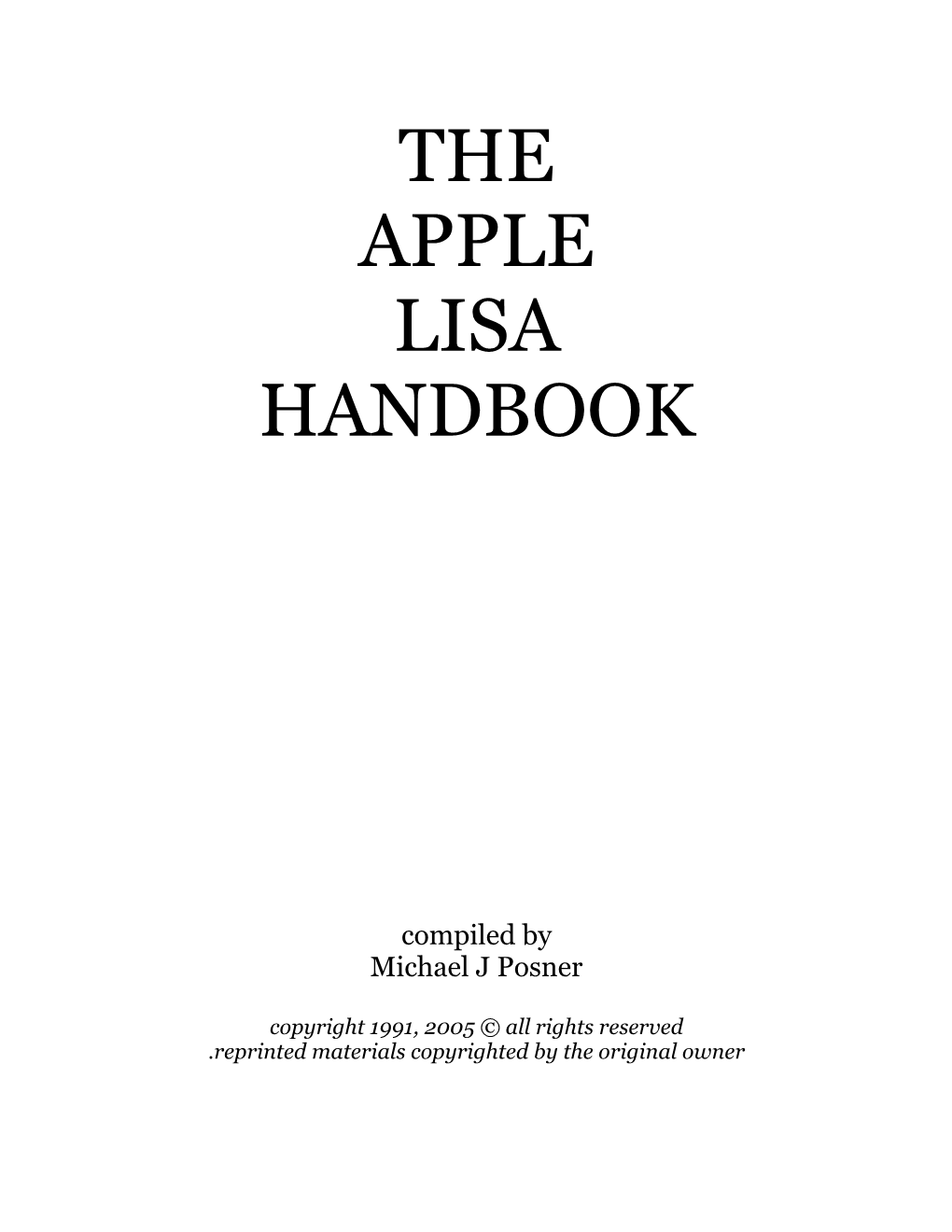 The Apple Lisa Handbook