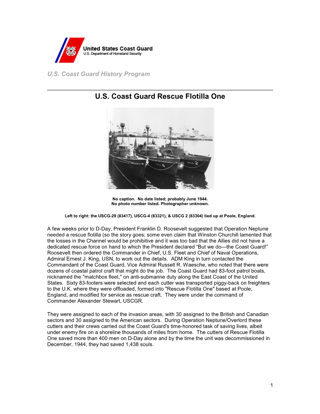 U.S. Coast Guard Rescue Flotilla One