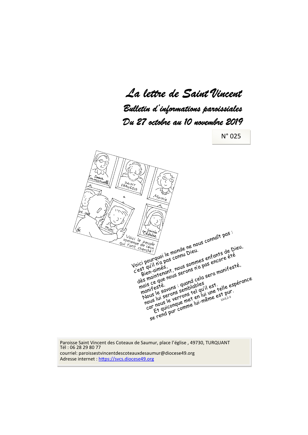 La Lettre De Saint Vincent Bulletin D’Informations Paroissiales Du 27 Octobre Au 10 Novembre 2019 N° 025