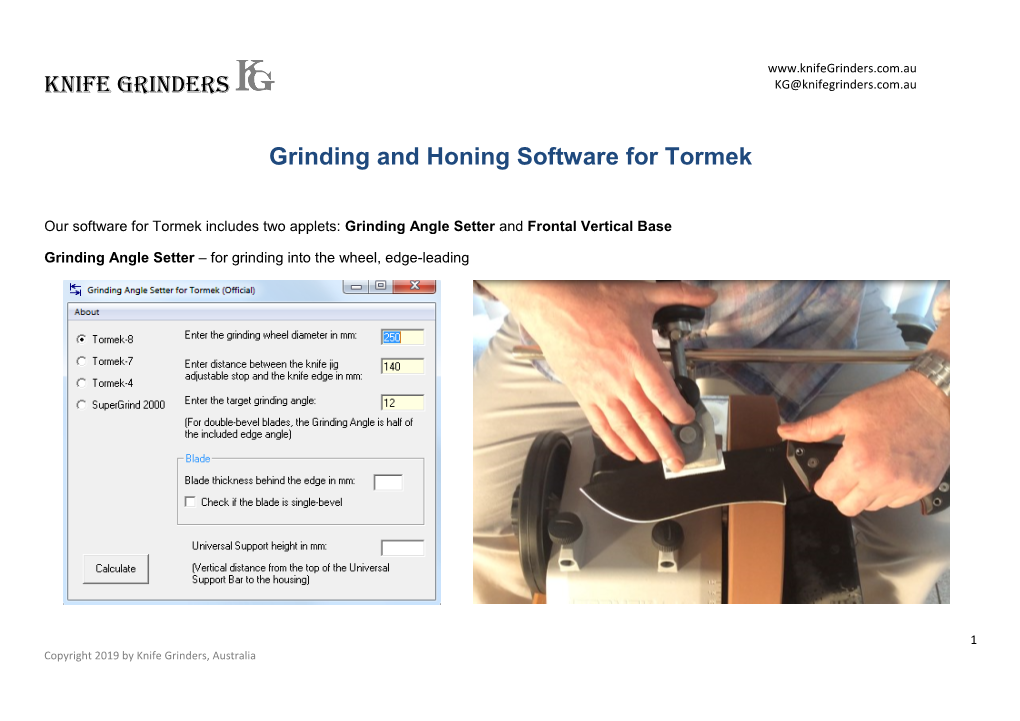 Knife Grinders Grinding and Honing Software for Tormek