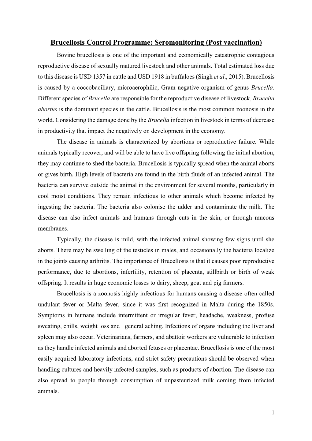 SOP with Complete Sampling Plan for Brucellosis