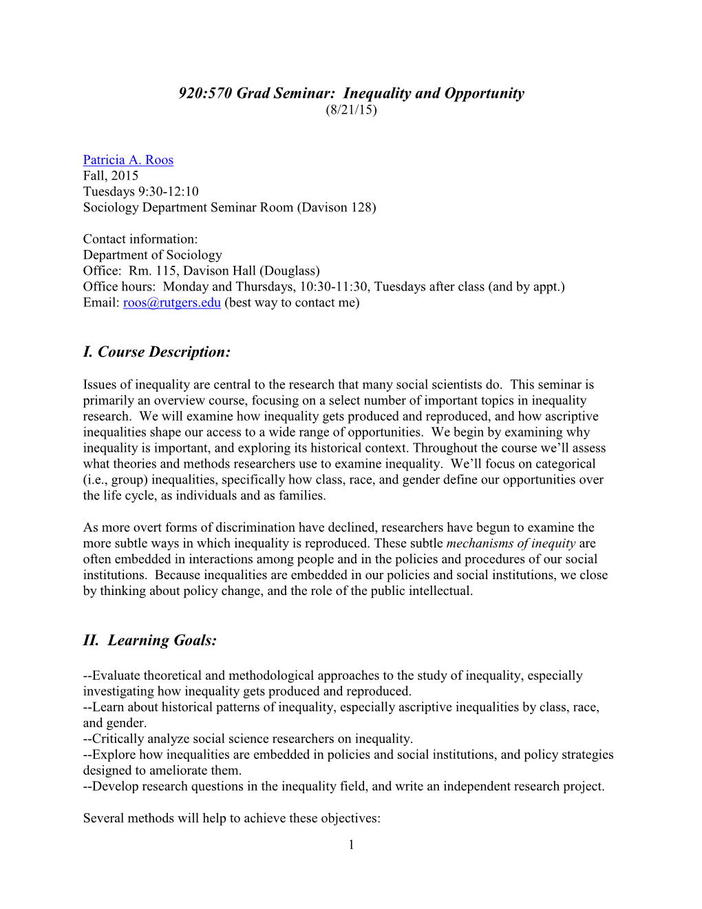 Inequality and Opportunity (8/21/15)