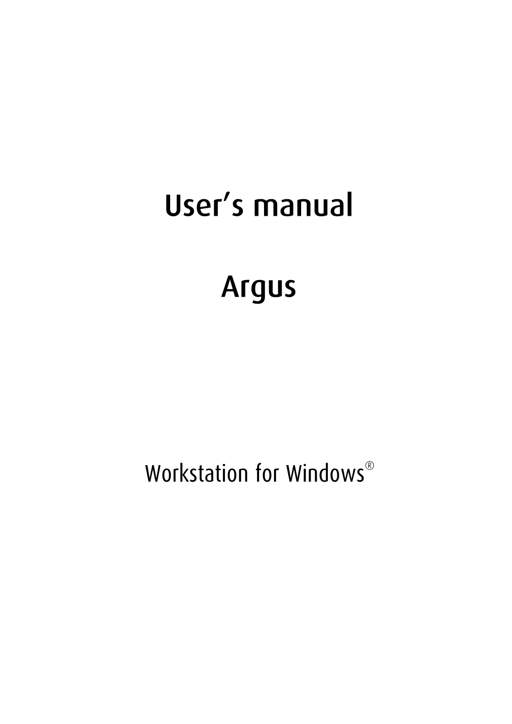 User's Manual Argus