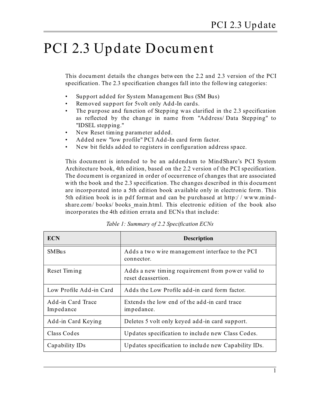 PCI 2.3 Book Addendum