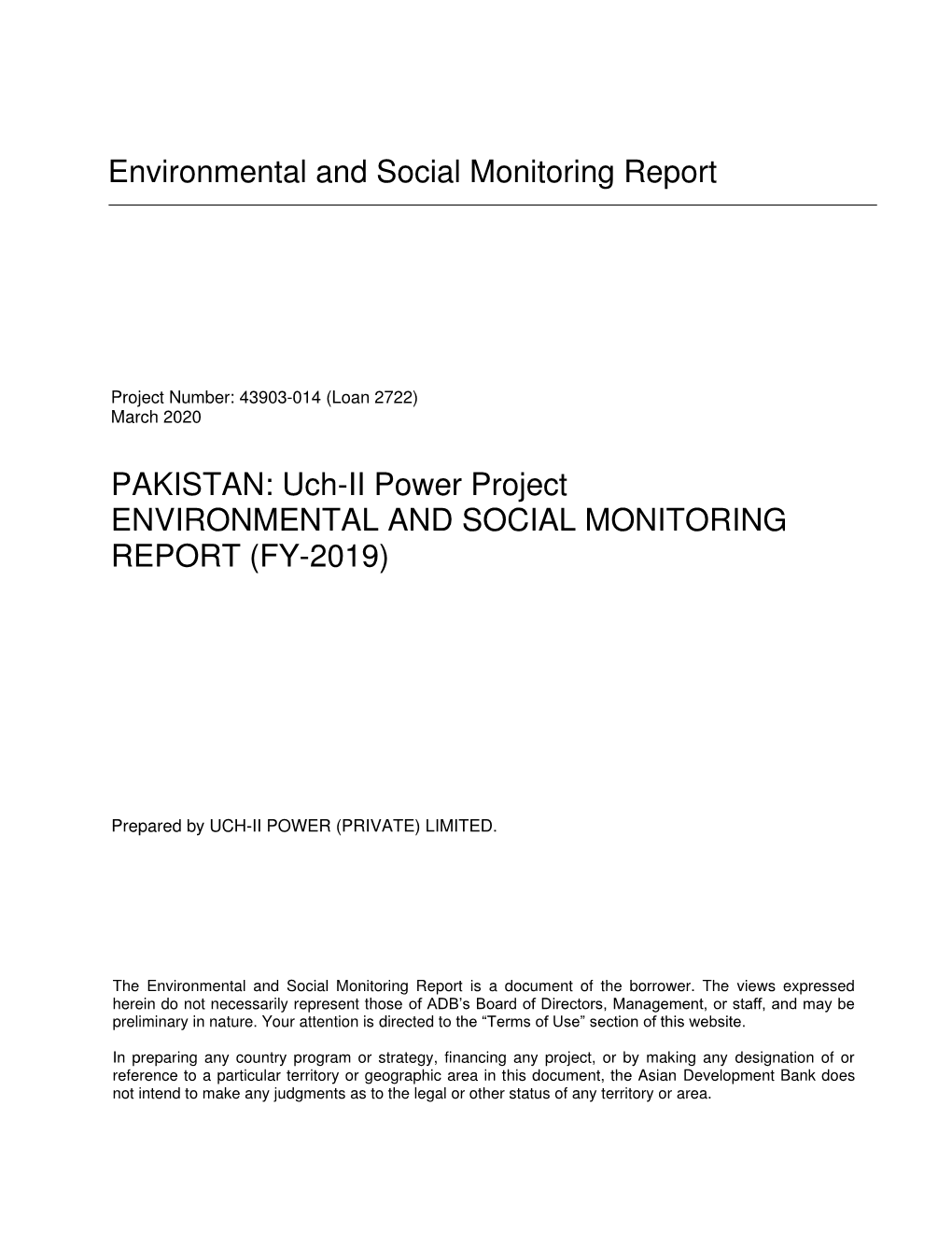 Environmental and Social Monitoring Report