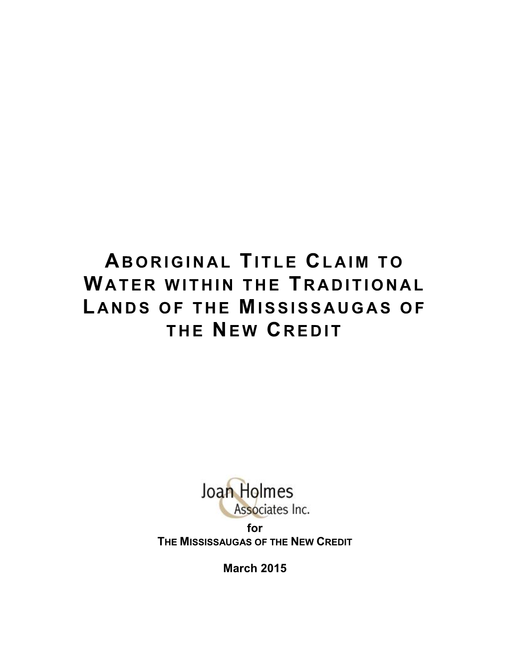 Aboriginal Title Claim to Water Within The