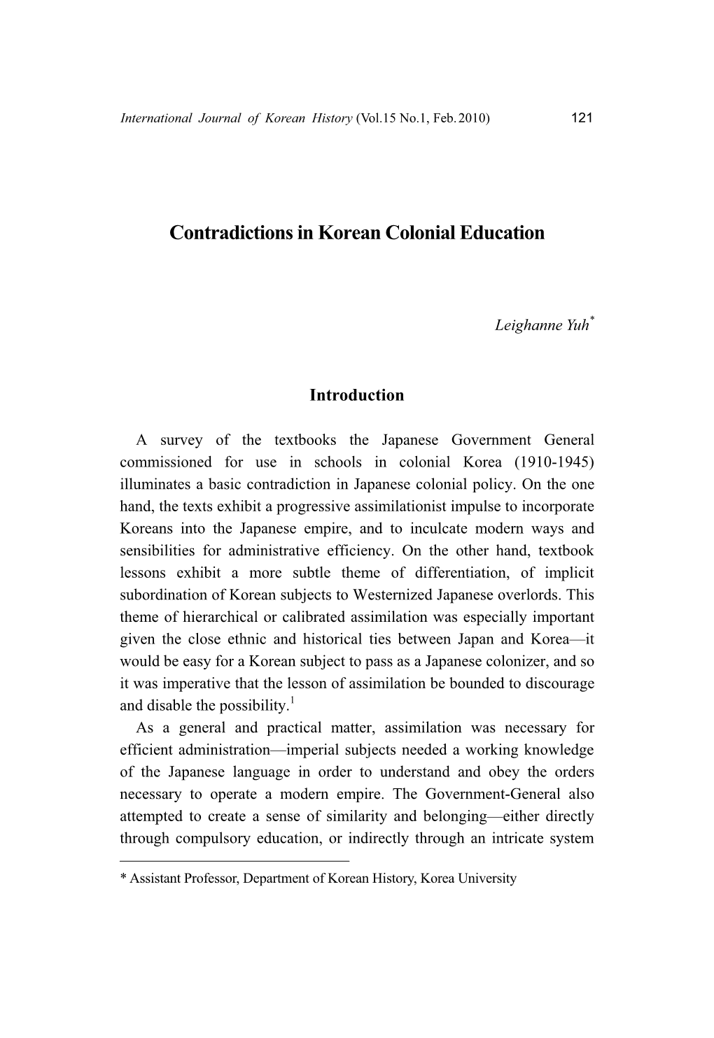 Contradictions in Korean Colonial Education