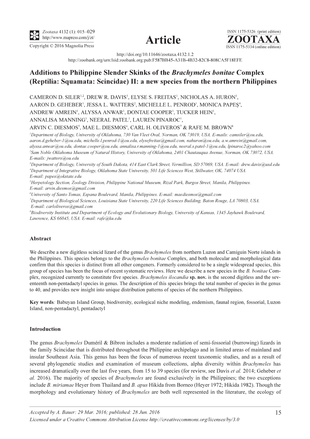 Additions to Philippine Slender Skinks of the Brachymeles Bonitae Complex (Reptilia: Squamata: Scincidae) II: a New Species from the Northern Philippines