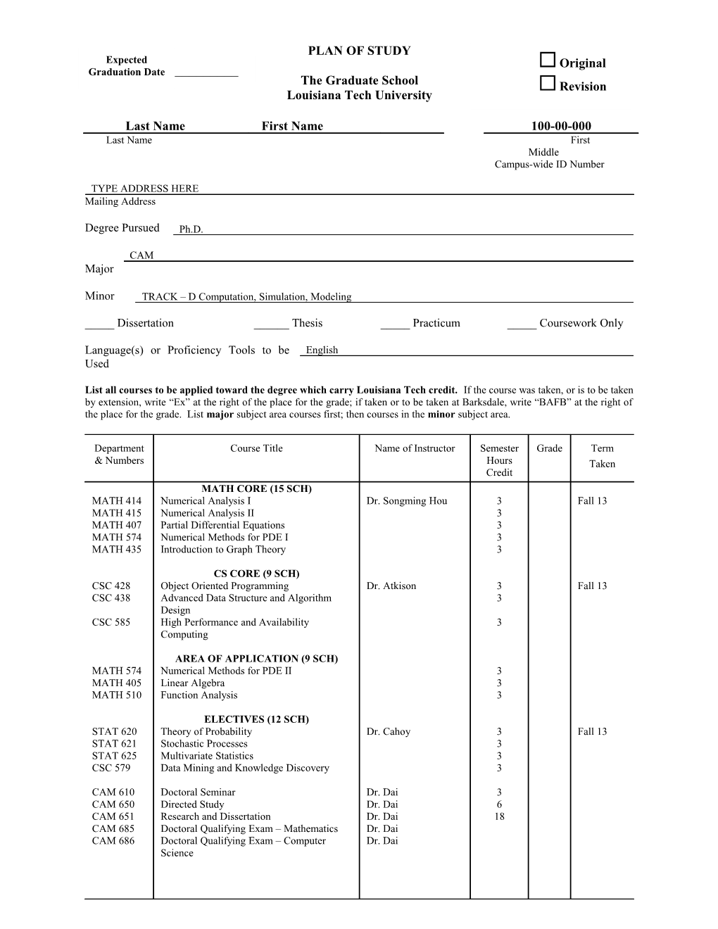 Plan of Study s3