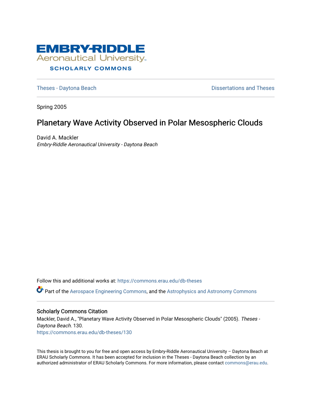 Planetary Wave Activity Observed in Polar Mesospheric Clouds