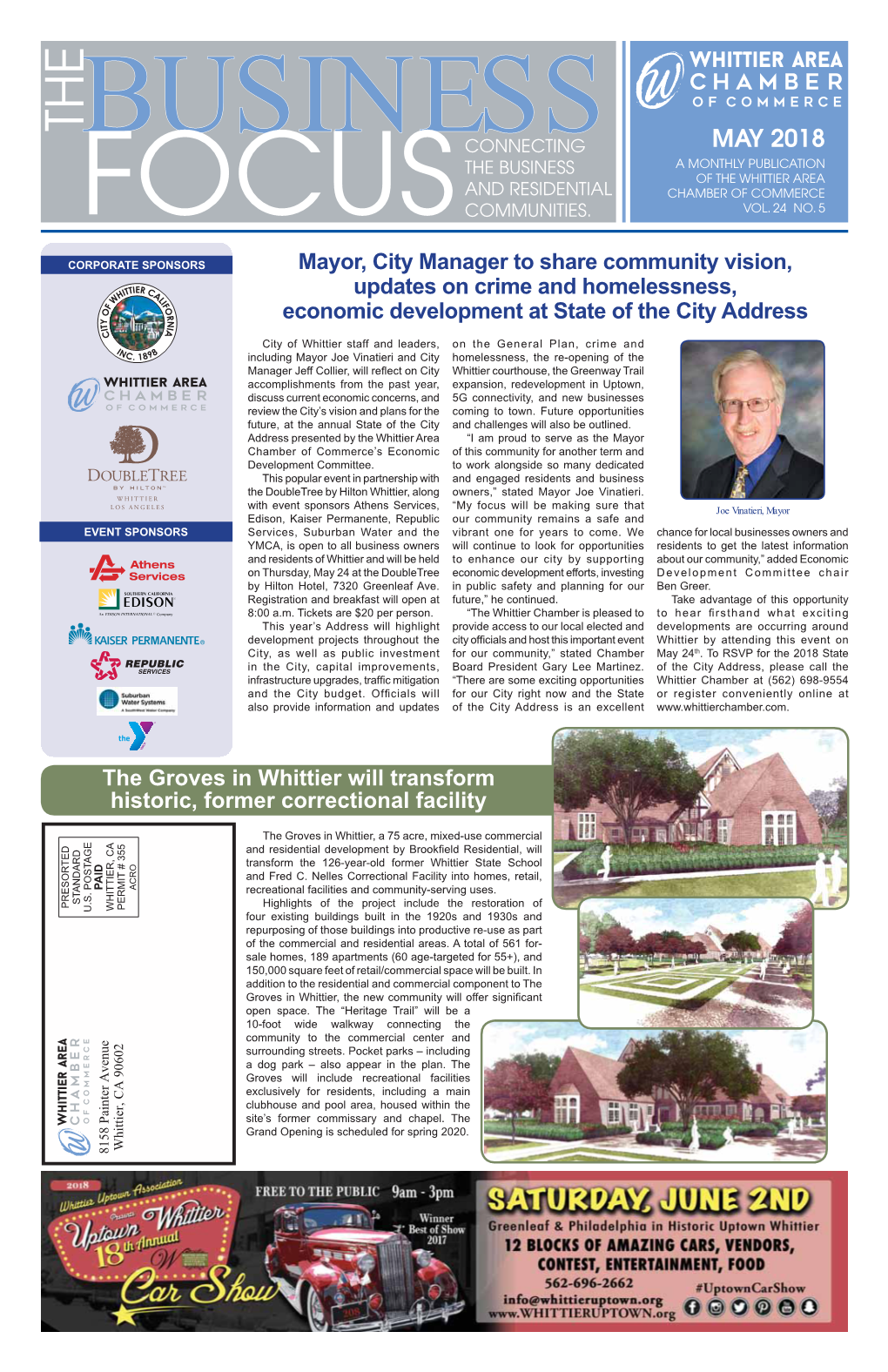 May 2018 Connecting the Business a Monthly Publication of the Whittier Area and Residential Chamber of Commerce Focus Communities