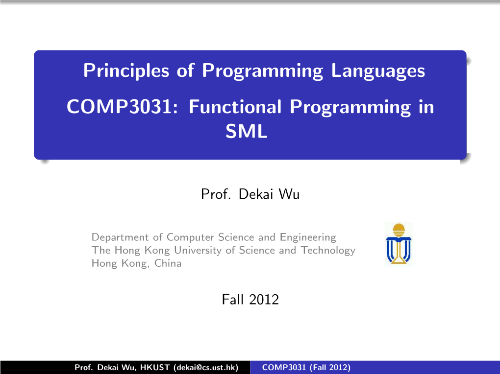 Functional Programming in SML *3Mm