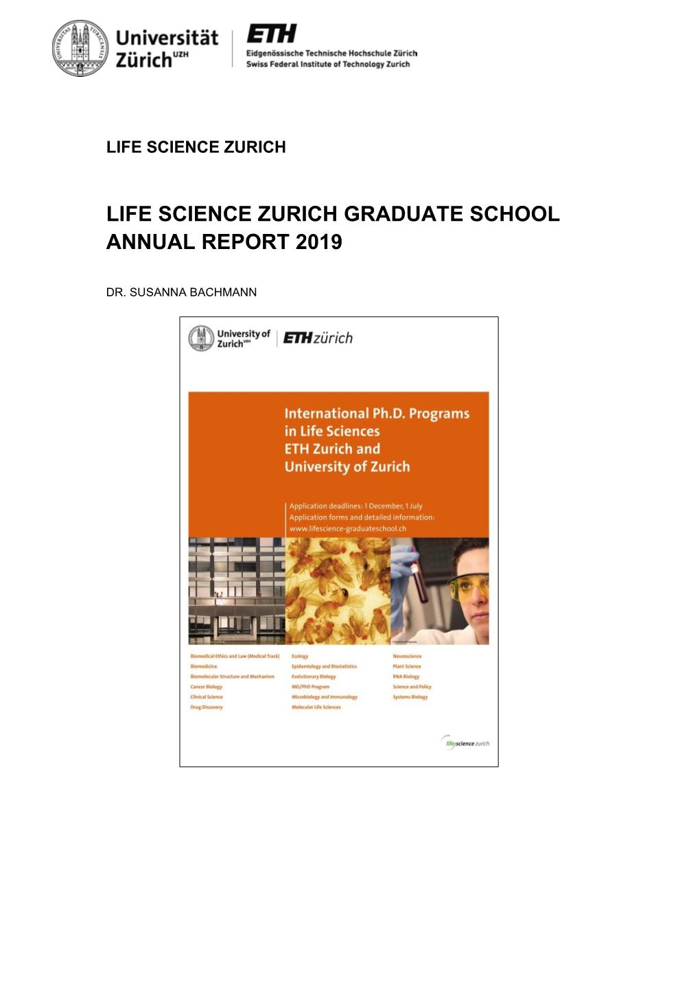 Life Science Zurich Graduate School Annual Report 2019