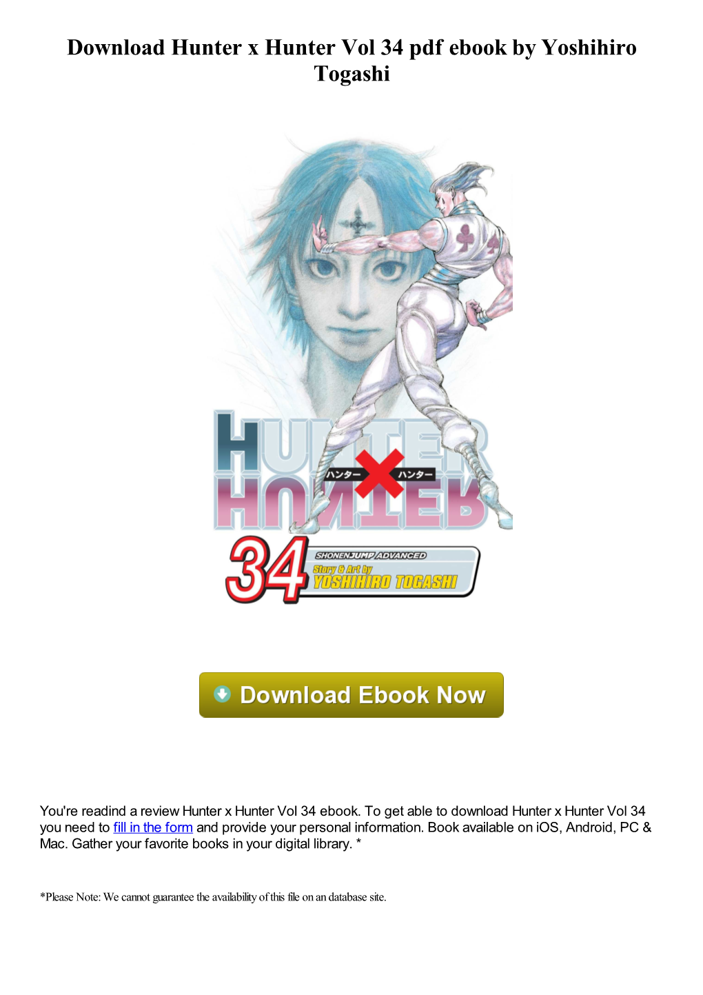 Download Hunter X Hunter Vol 34 Pdf Ebook by Yoshihiro Togashi