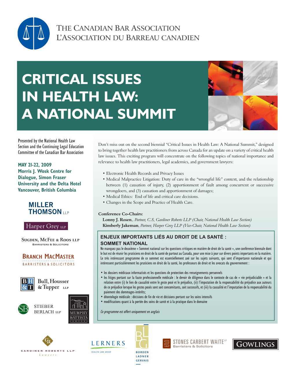Critical Issues in Health Law: a National Summit