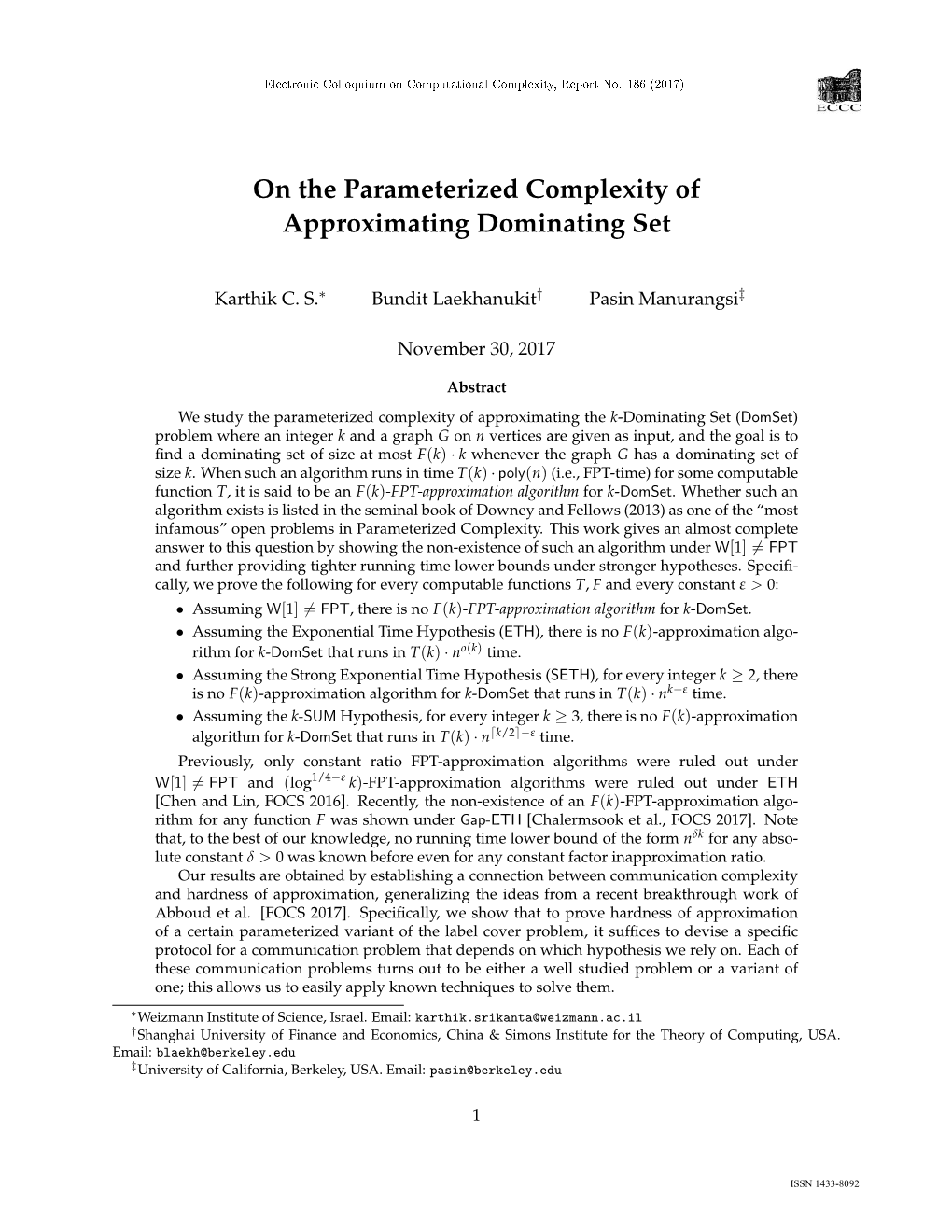 On the Parameterized Complexity of Approximating Dominating Set