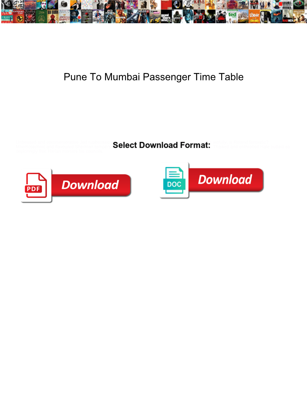Pune to Mumbai Passenger Time Table