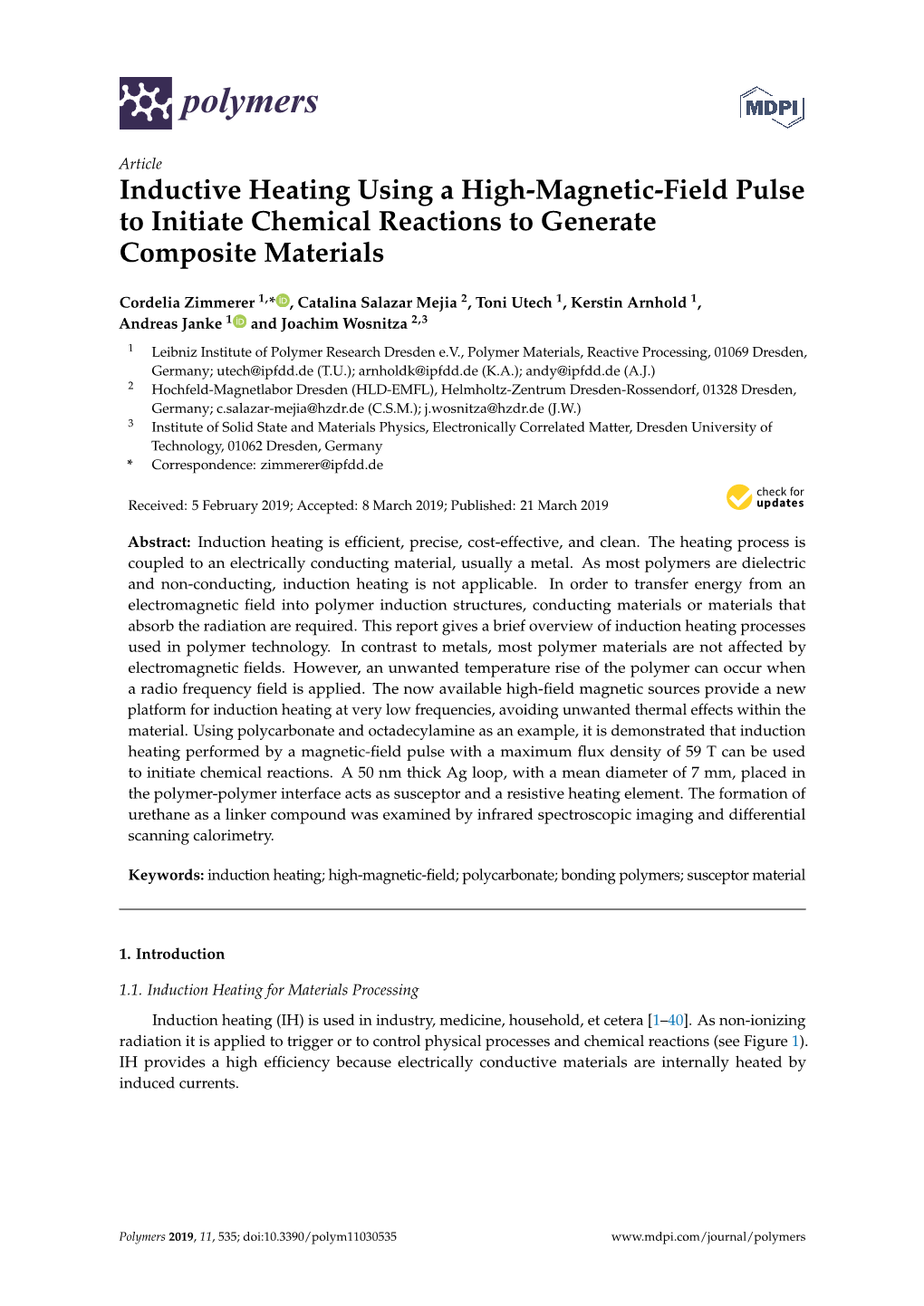 Inductive Heating Using a High-Magnetic-Field Pulse to Initiate Chemical Reactions to Generate Composite Materials