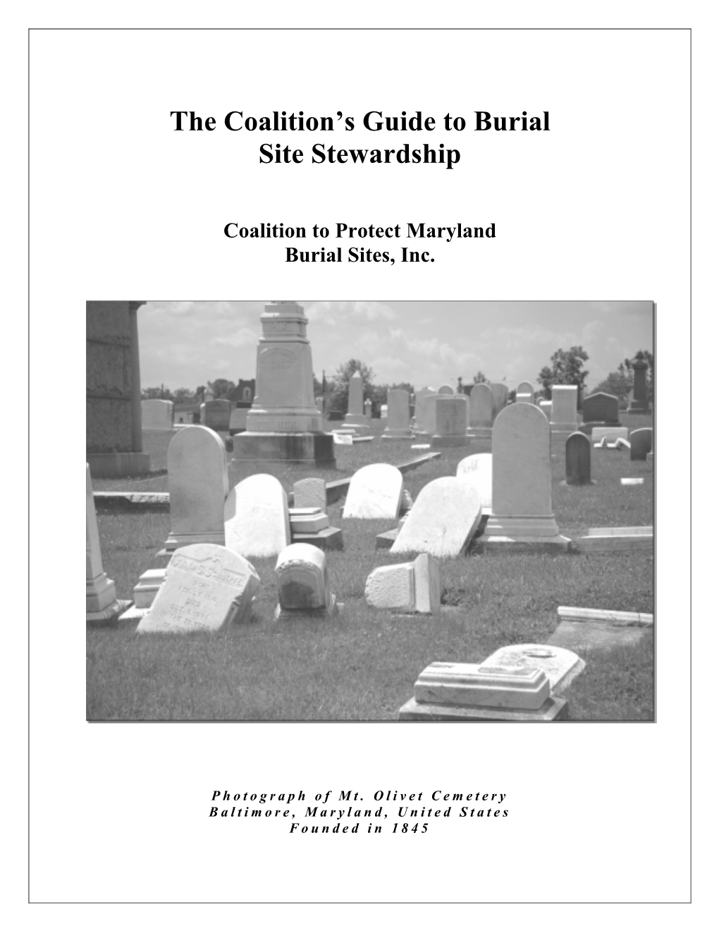 The Coalition's Guide to Burial Site Stewardship