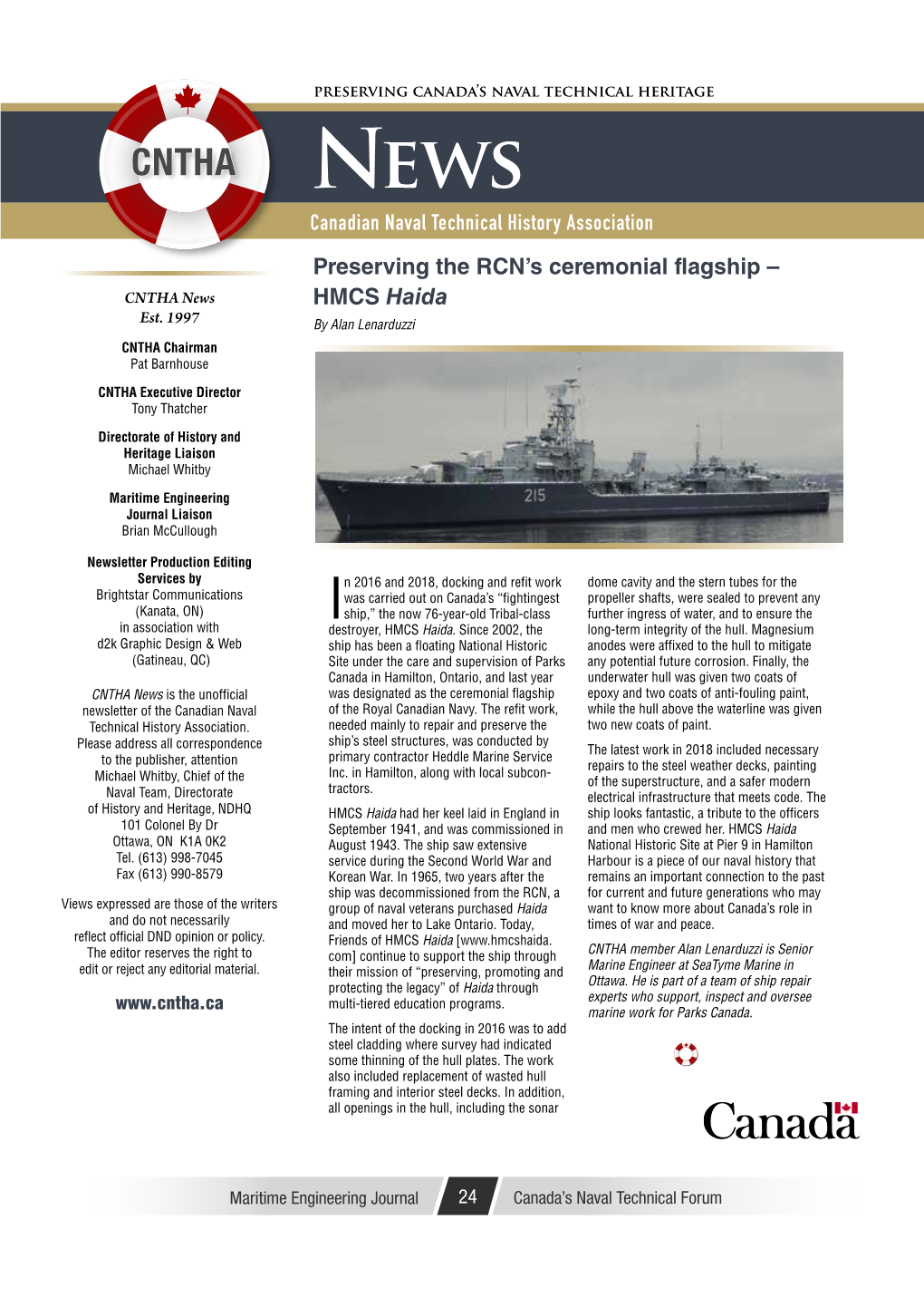 HMCS Haida Canadian Naval Technical History Association