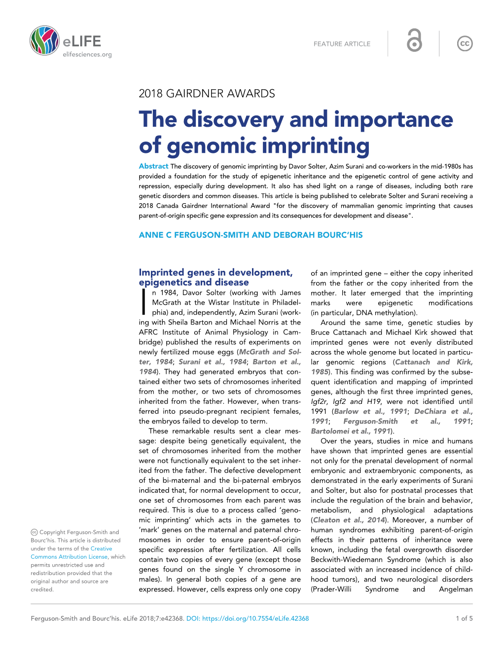The Discovery and Importance of Genomic Imprinting