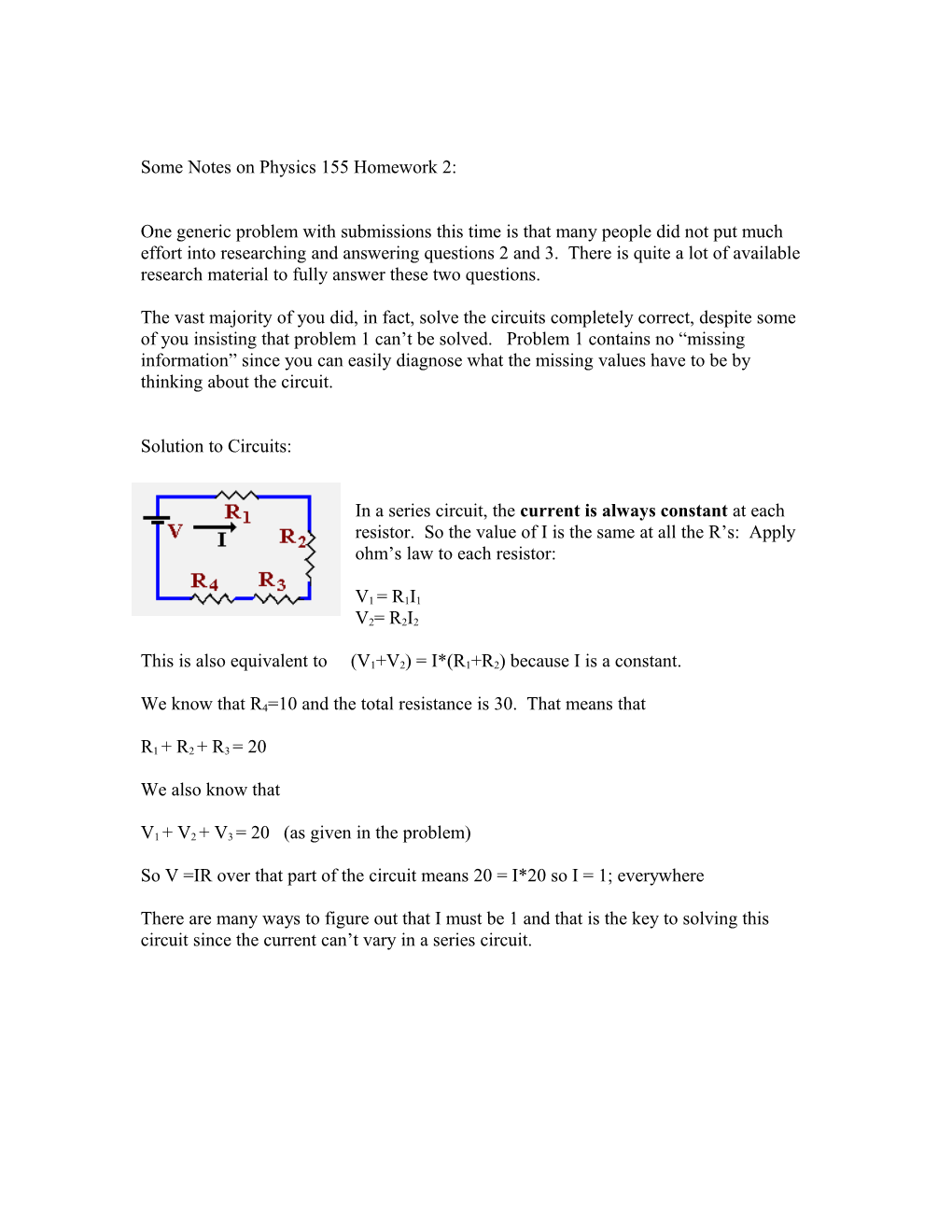 Some Notes on Physics 155 Homework 1