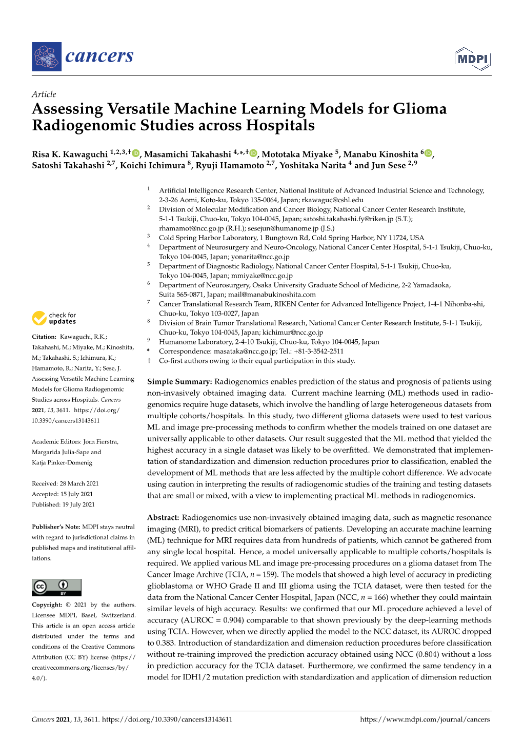 Assessing Versatile Machine Learning Models for Glioma Radiogenomic Studies Across Hospitals