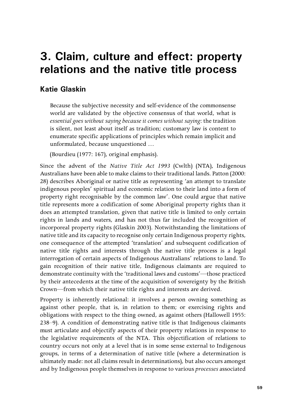 The Social Effects of Native Title