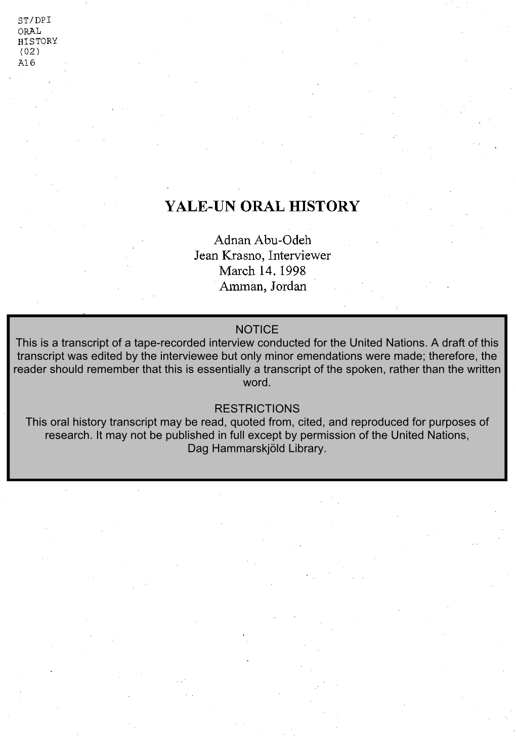 Abu-Odeh 14 March 1998 Transcript