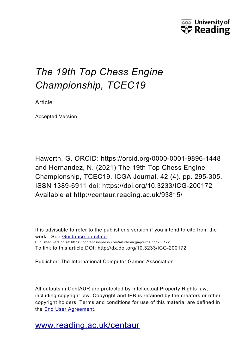 The 19Th Top Chess Engine Championship, TCEC19
