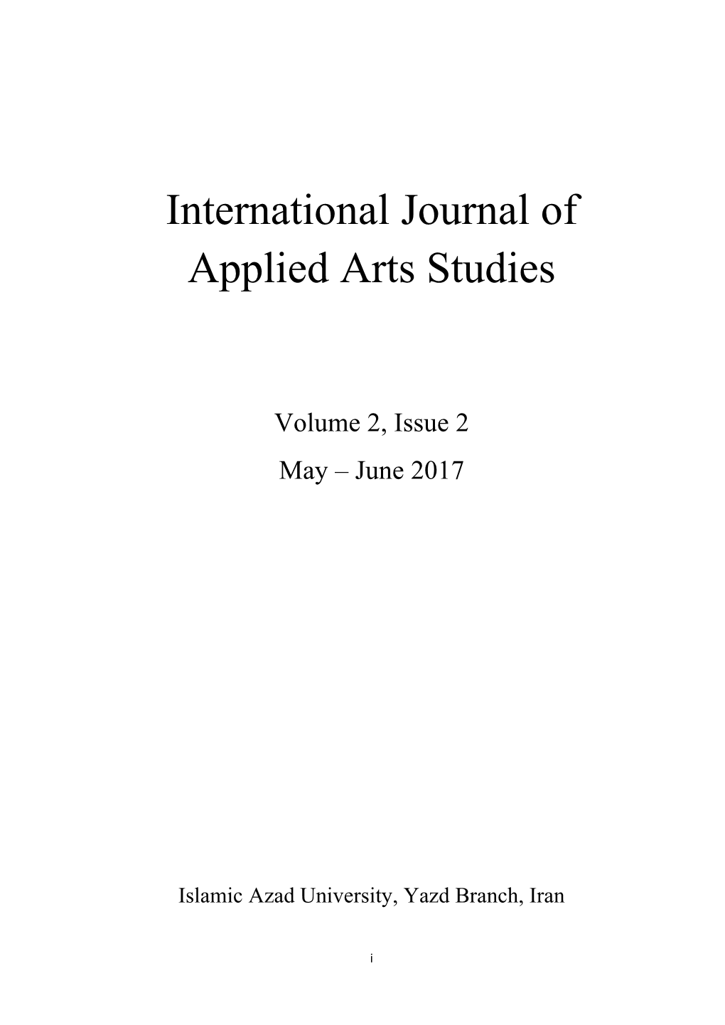 International Journal of Applied Arts Studies