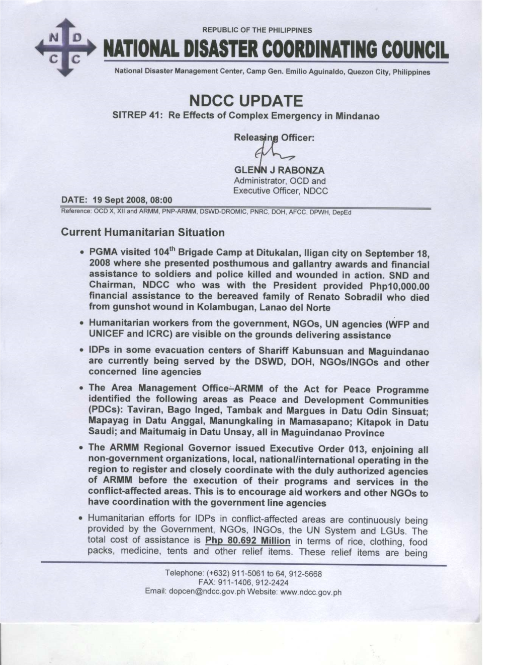 Sitrep 41 NDCC Update Complex Emergency.Mdi