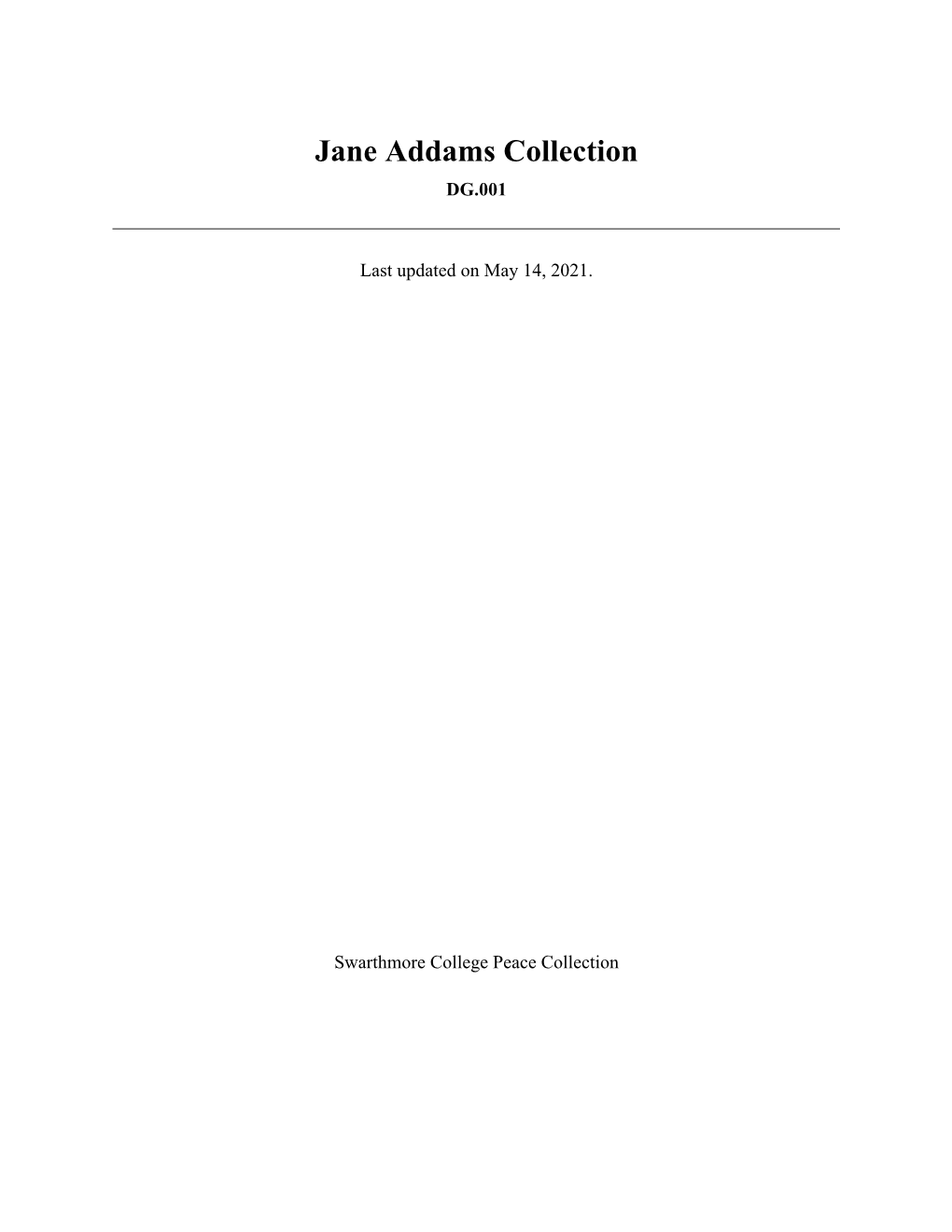 Jane Addams Collection DG.001