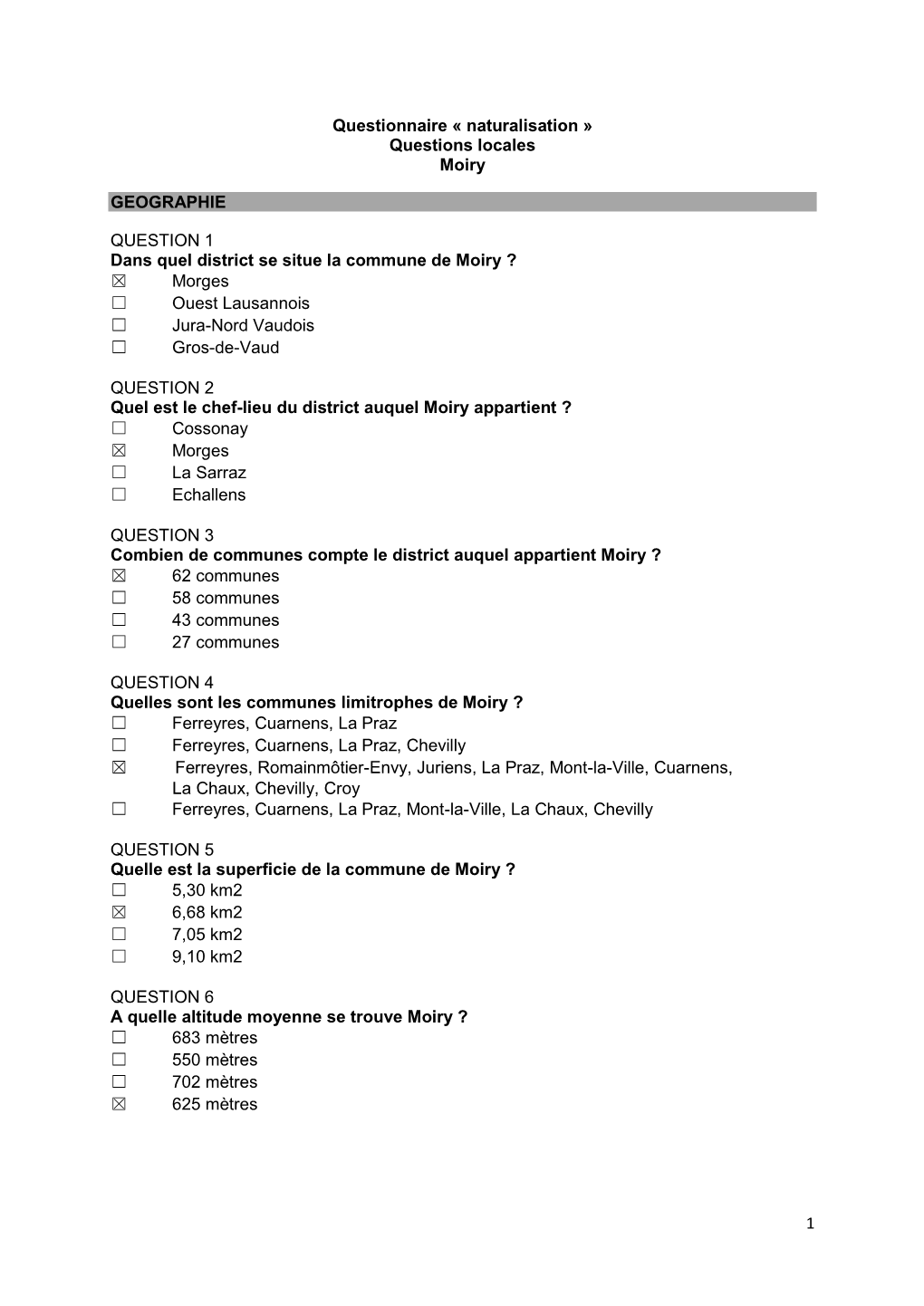 Réponses Au Questions Locales