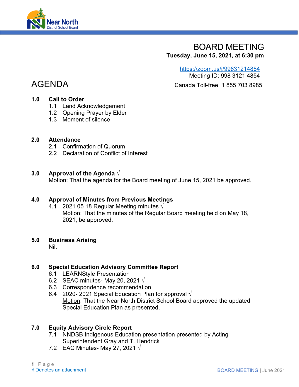 Agenda Package for an Outline of the Suggested Resolution