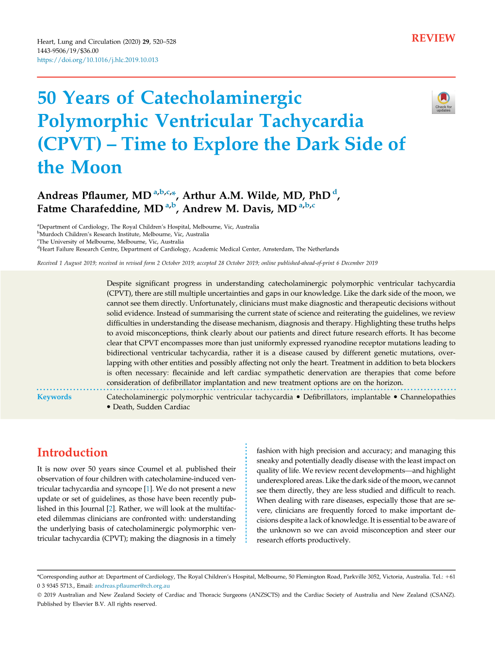 50 Years of Catecholaminergic Polymorphic Ventricular Tachycardia (CPVT) – Time to Explore the Dark Side of the Moon