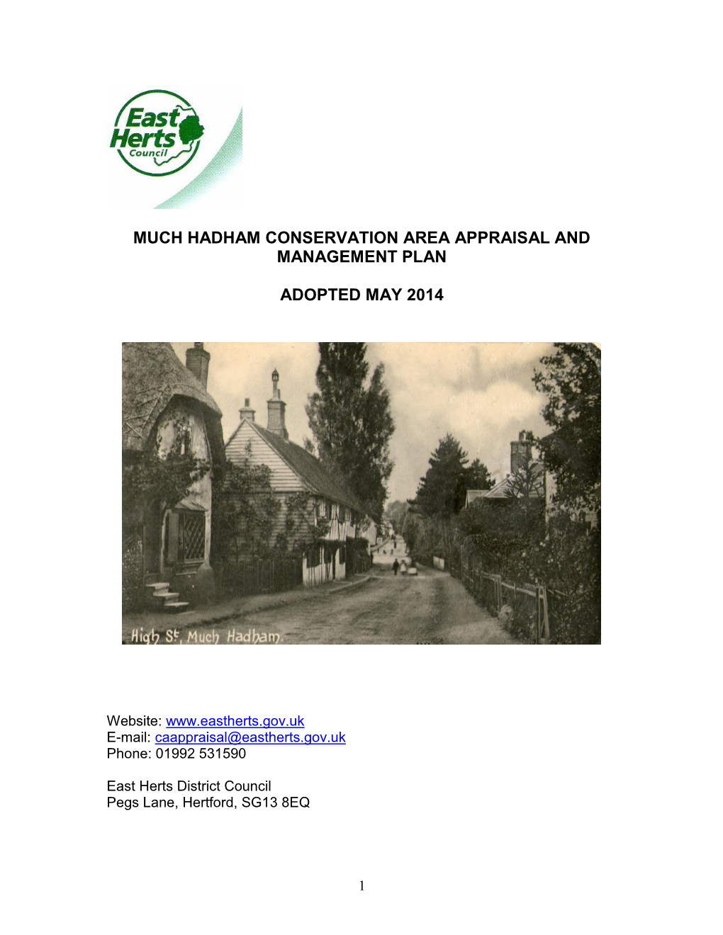Much Hadham Conservation Area Appraisal and Management Plan
