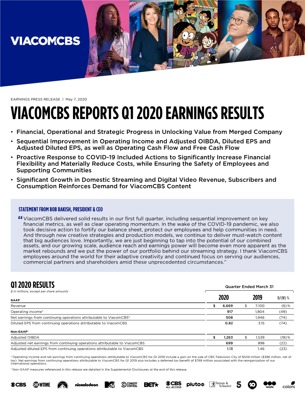 Viacomcbs Reports Q1 2020 Earnings Results