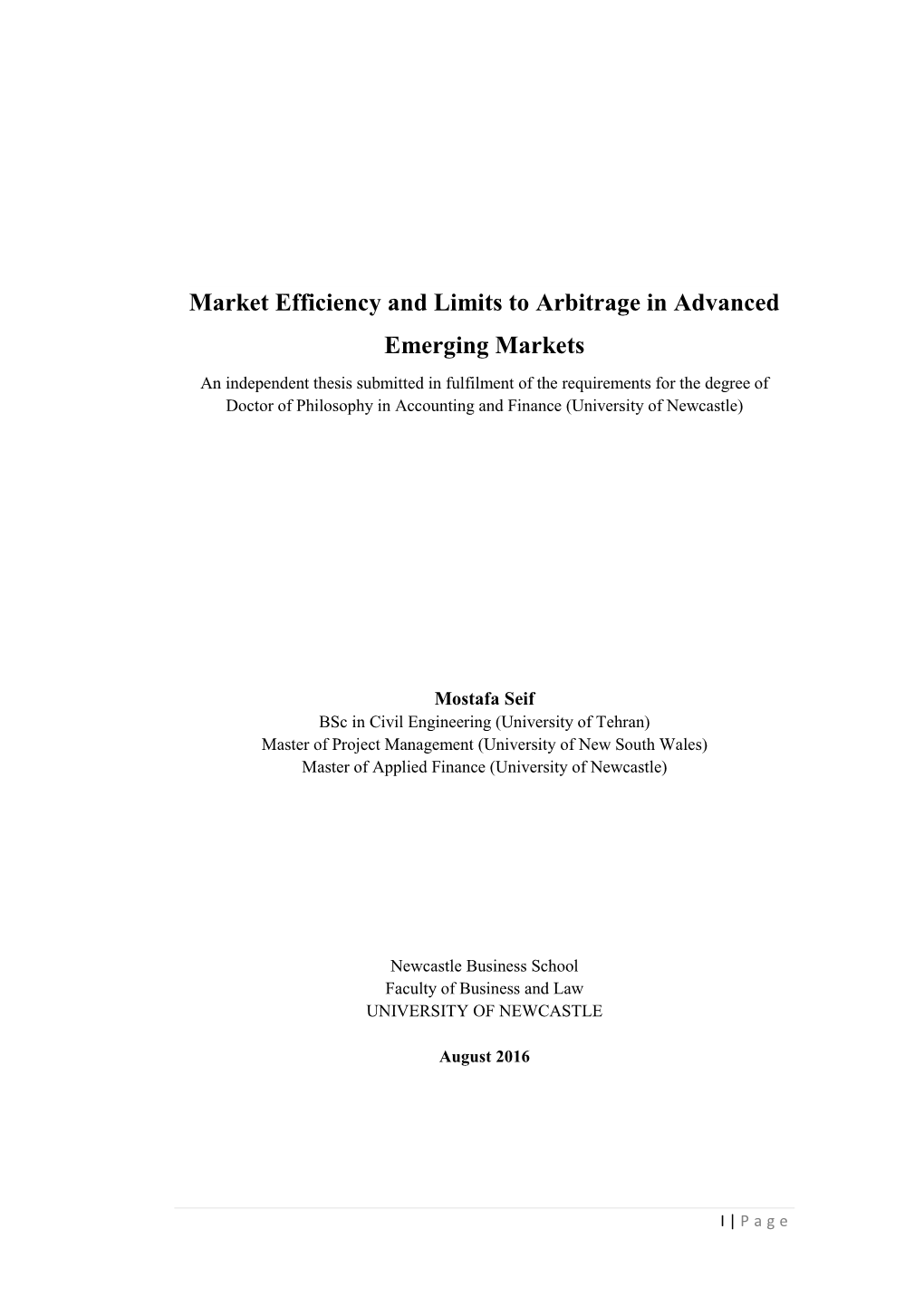 Market Efficiency and Limits to Arbitrage in Advanced Emerging