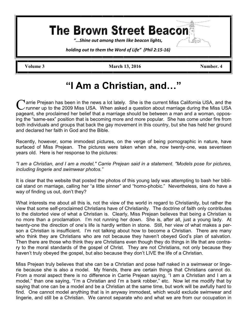 “I Am a Christian, And…”