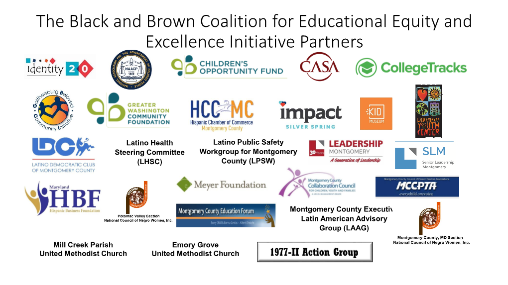 The Black and Brown Coalition for Educational Equity and Excellence Initiative Partners