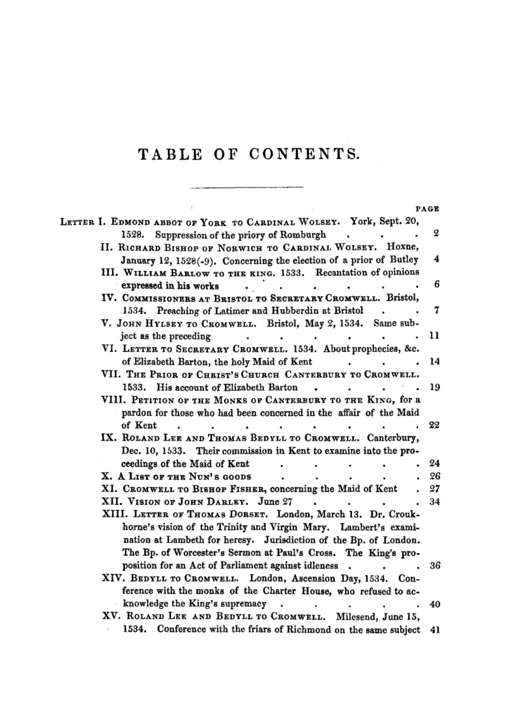 Table of Contents