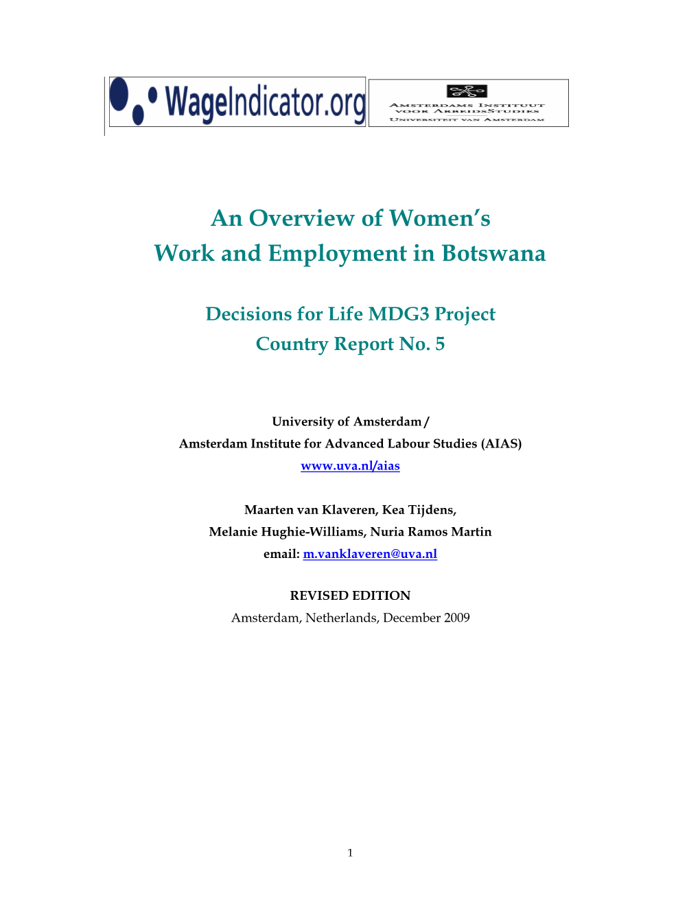 An Overview of Women's Work and Employment in Botswana