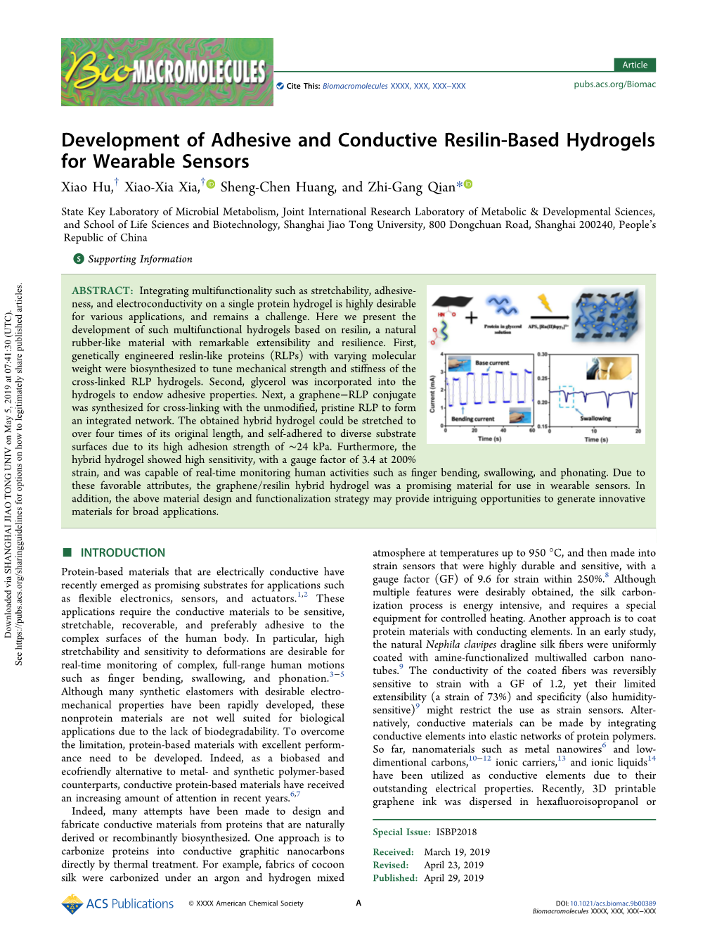 Development of Adhesive and Conductive Resilin-Based