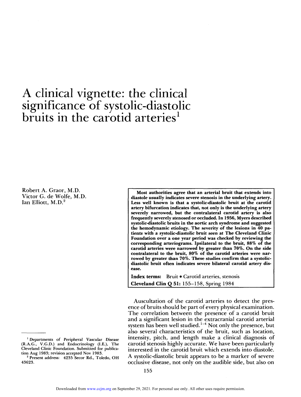 The Clinical Significance of Systolic-Diastolic Bruits in the Carotid Arteries1
