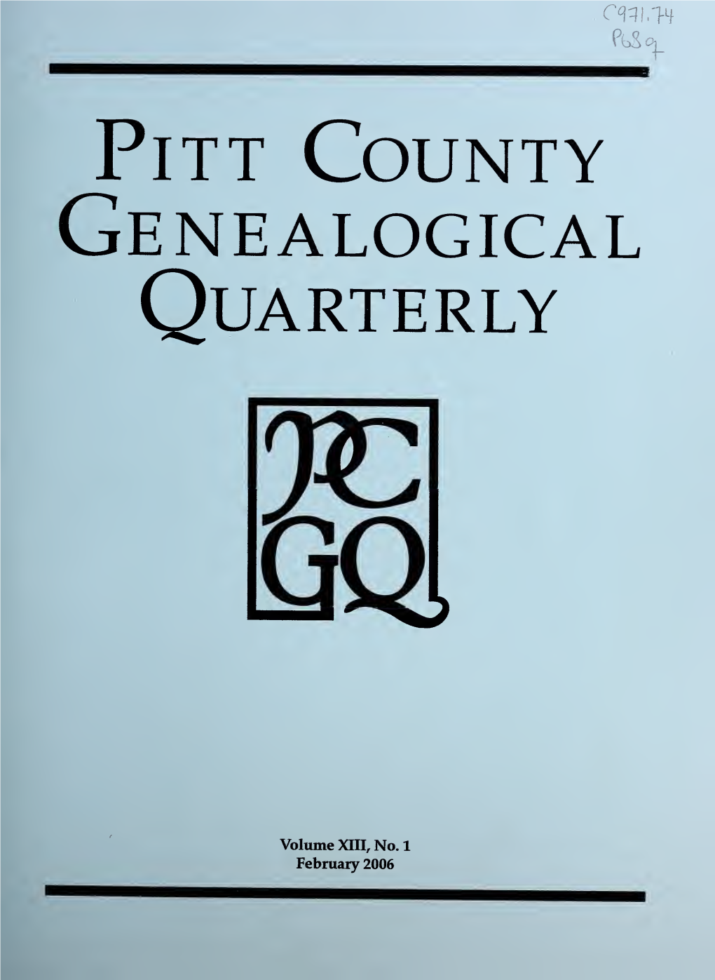 Pitt County Genealogical Quarterly